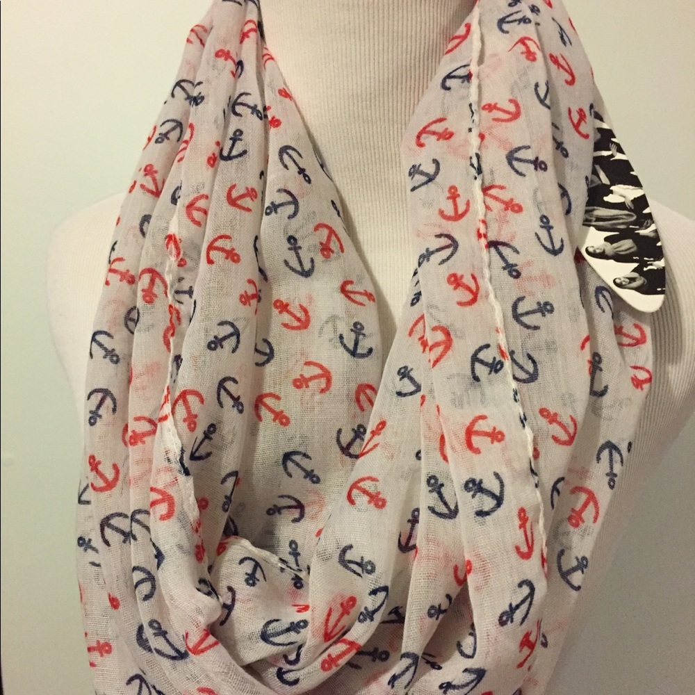 NWT Red/White/Blue anchor infinity scarf